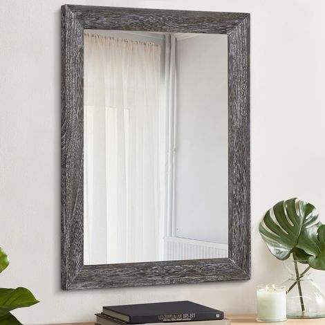 Miroir Mural rectangulaire Rustique avec Cadre en Bois - Décoration Murale pour Chambre à Coucher ou Salle de Bain (1/5)
