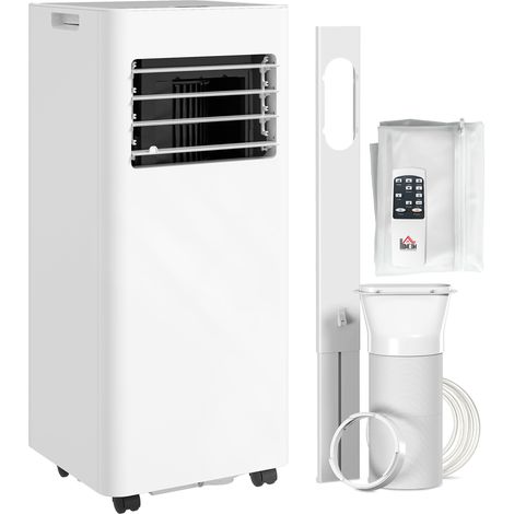 Condizionatore d'aria portatile 3 in 1 con deumidificatore, ventilatore e kit per finestra - Facile da spostare, 30x29x69 cm, bianco