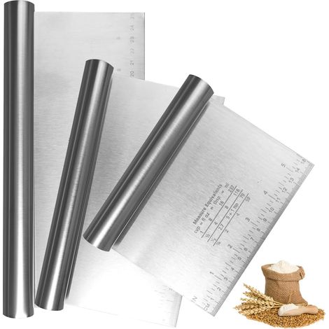 Grattoir à Pâte 3 Pièces, Spatule Pâtisserie Acier Inoxydable (1/5)