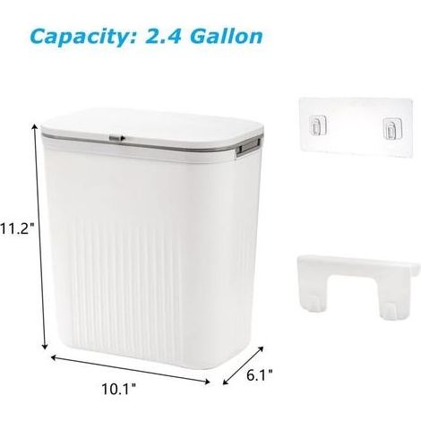 Poubelle sous évier 2 pièces – Poubelle suspendue avec couvercle – Capacité 9L – Plastique sans BPA, inodore – Installation murale ou sur comptoir (1/3)