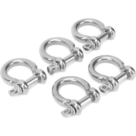 5 pièces M8 Manille en Acier Inoxydable, Anneau en D Résistant pour Accastillage, Bateau, Camping et Randonnée, Charge Max 200kg (1/5)