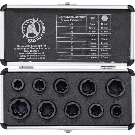 Extracteurs d'écrous arrondis – Jeu de 10 extracteurs en acier chrome molybdène vanadium – Desserrage efficace pour matériel agricole