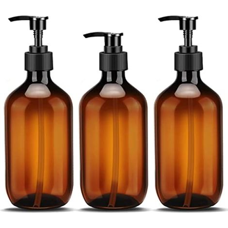 Distributeur de shampoing et gel douche, 500 ml - Lot de 3 flacons pompe vides en plastique, flacons de lotion rechargeables, contenants réutilisables pour shampoing et savon (1/5)