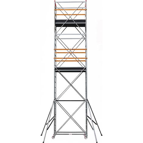 Matisère – Échafaudage acier 2 plateaux – Hauteur de travail max. 7,78m – Longueur 1,60m – Largeur 0,80m – Charge 200kg – POKERHD4
