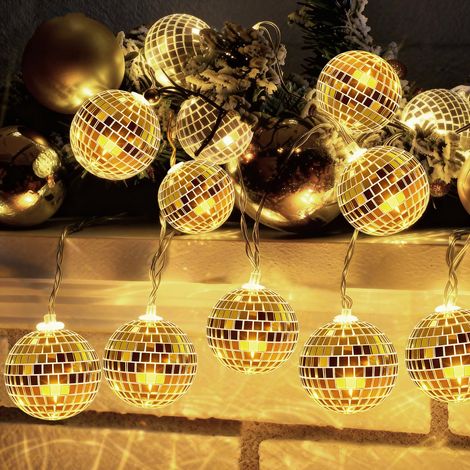 Guirlande Lumineuse Boule Disco, 1.5m Guirlande Lumineuse de Noël à Piles,LED Lumières de Noël Intérieur et Extérieure, pour Décoration Noel (1/5)