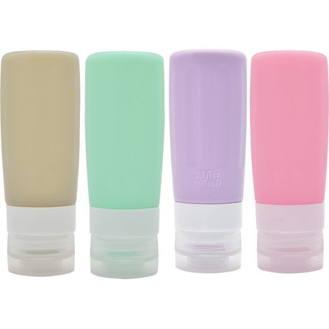 Flacons De Voyage - 100 ml - En Silicone Souple Alimentaire - Étanches À Trois Couches - Pour Shampooing Lotion Savon Crème - 4 Pièces (1/5)