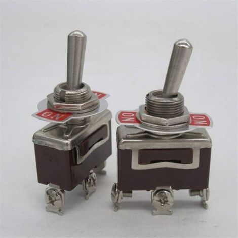 Interrupteur A Levier - SPST 2 Positions - Métal - 20 A 125 V / 15 A 250 V - Étanche Avec Housses - Lot De 3 (1/5)