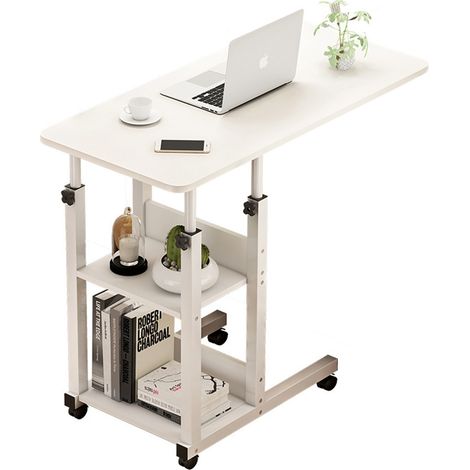 Escritorio móvil regulable en altura, MDF, 80x40x68/85cm, blanco (1/5)
