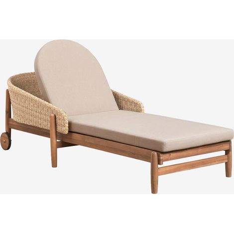 Chaise longue en bois d'acacia et rotin synthétique Ribeira SKLUM (1/5)