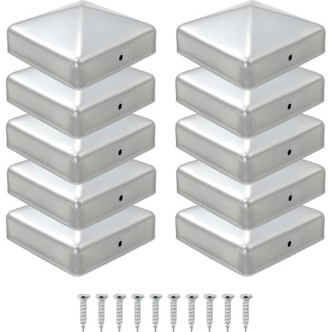 Lot de 10 capuchons de poteau en acier inoxydable mat pour clôture et (1/5)