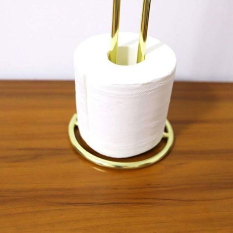 Support Rouleau Papier Toilette - Pied Métal Doré - Pour Cuisine Salon - 2 Pièces (1/5)