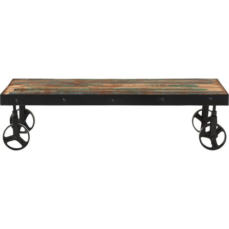 Table basse,Table d'appoint,Table de Salon roulettes bois de récupération massif 100x55x26 cm CFW85458 (1/5)