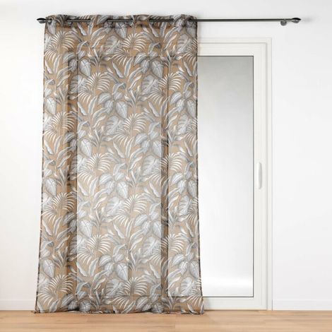 Voilage a oeillets 140 x 240 cm voile sablé imprimé Cabana Camel (1/3)