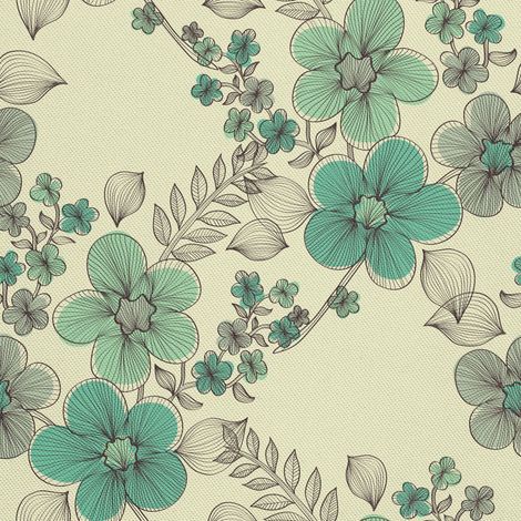 Tissu d'extérieur décoratif Oxford - motif fleurs peintes 4 I DX063 (1/5)