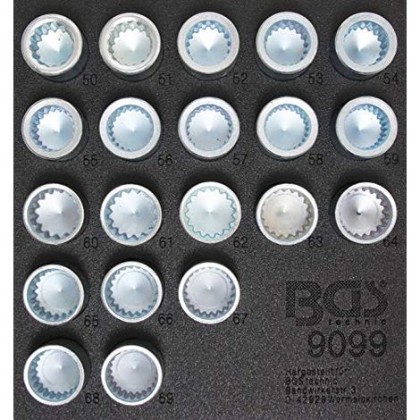BGS Werkstattwageneinlage  1/6: Felgenschloss-Werkzeugsatz  per Porsche  e VW  Touareg 20tlg.  - 9099