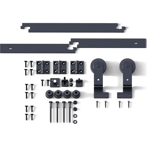 Kit de quincaillerie for porte coulissante pliante double de 6/6,6 pieds, système de quincaillerie for porte coulissante à 2 portes [Kit de quincaillerie uniquement, sans porte](183CM 6FT Rail Kit) (1/5)