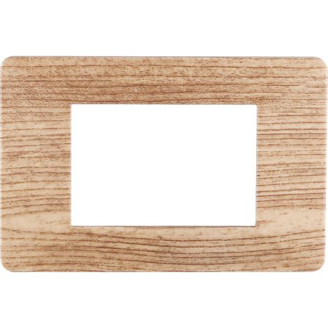 Placca compatibile Vimar Plana 3 moduli plastica colore legno chiaro Ettroit EV83304