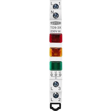 TOMZN TD9-3X lumière LED 230V AC/DC rouge jaune Three Phase Signal Warning lumière Din Indicator lampe Equipment Alarm (1/5)