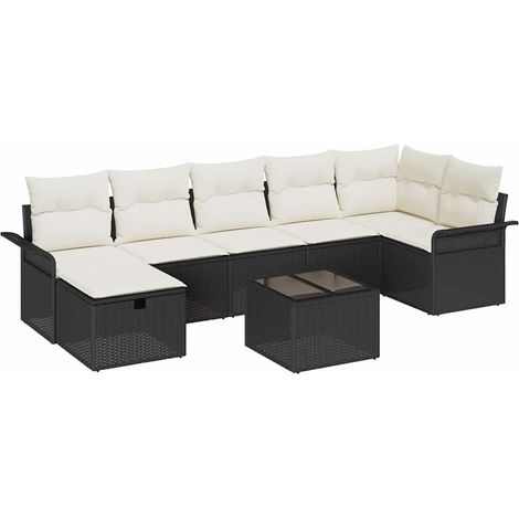 Maison Exclusive - Set Divano da Giardino con cuscino 8 pcs Nero Poly Rattan