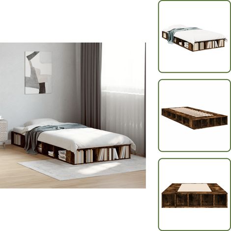 Bettgestell Räuchereiche 75x190 cm Holzwerkstoff - Holzbettwäsche - Bettsofa - Doppelbett - Einzelbett - Boxspringbett (1/5)