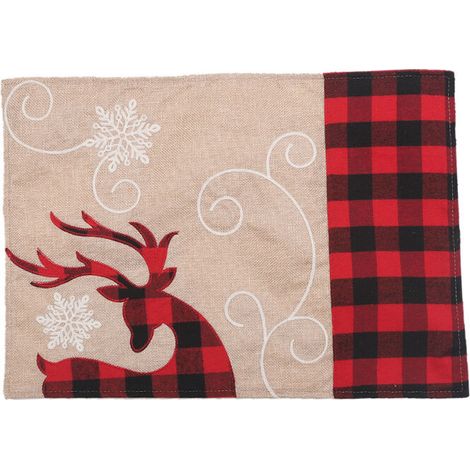 Set Tapis de Table de Noël Lot de 4, Napperons Tapis de Table a Manger Décoration de Table Noël Résistants à la Chaleur Motif Cerf 45 x 35 cm,- Lefou (1/5)