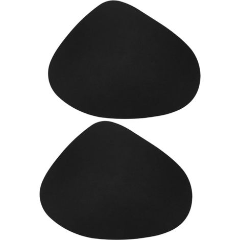 (Schwarz) Set mit 6 runden, abwaschbaren Platzsets, doppelseitige, wasserdichte, rutschfeste Platzsets und Untersetzer aus Leder, abwaschbar, rutschfest und hitzebeständig