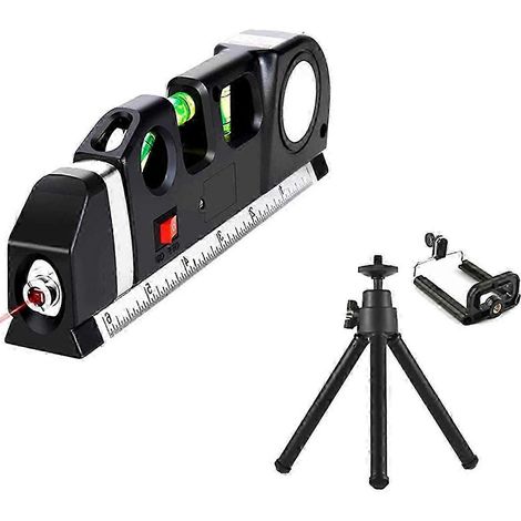 Niveau laser infrarouge haute précision, outil multifonctionnel de mesure et d'alignement pour la construction et la rénovation, avec support et 3 piles boutons. (1/5)