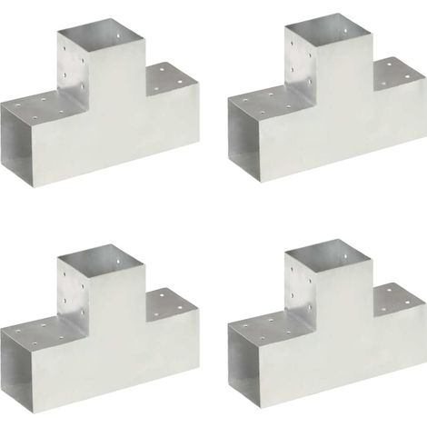 Conectores de postes en T 4 uds metal galvanizado 101x101 mm vidaXL