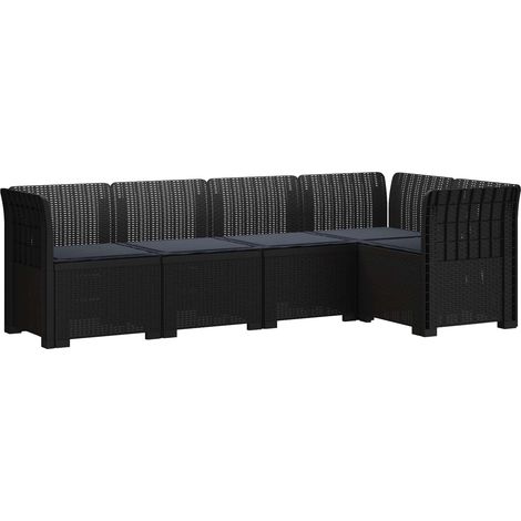 5-Seater Garden Sofa with Cushions Rattan Look PP Anthracite vidaXL (1/5)