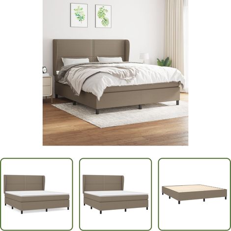 vidaXL Kopfteil - Boxspringbett mit Matratze Taupe 180x200 cm Stoff (1/5)