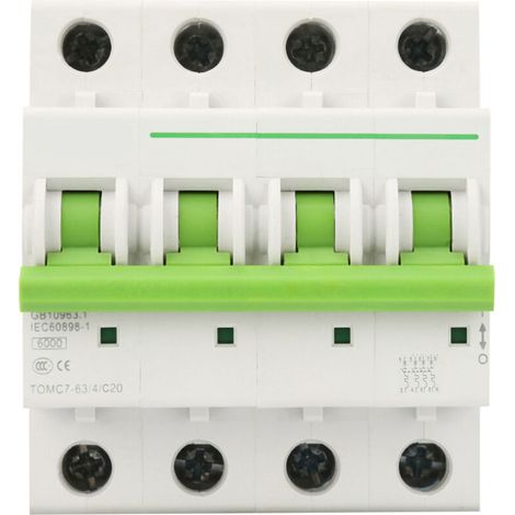 Disjoncteur modulaire TOMC7-63 4P C20A 6kA avec protection différentielle pour tableau électrique résidentiel (1/4)