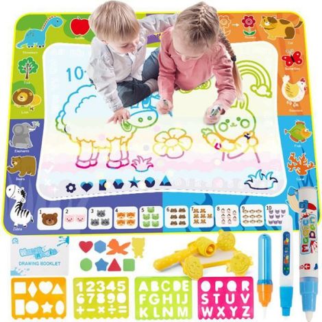 Tapis Magique Double Face pour Enfants 120x90cm Avec Accessoires, jeux éducatifs, tapis de dessin à eau, tapis de jeu, jouets pour e (1/4)
