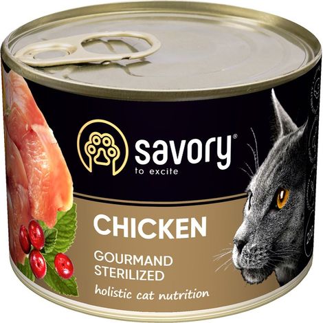 Aliment humide savoureux pour chat au poulet stérilisé 200 g (1/2)