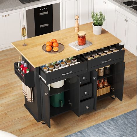 Carrello cucina con piano ribaltabile 140x40/65 cm OKMYHOME (1/5)