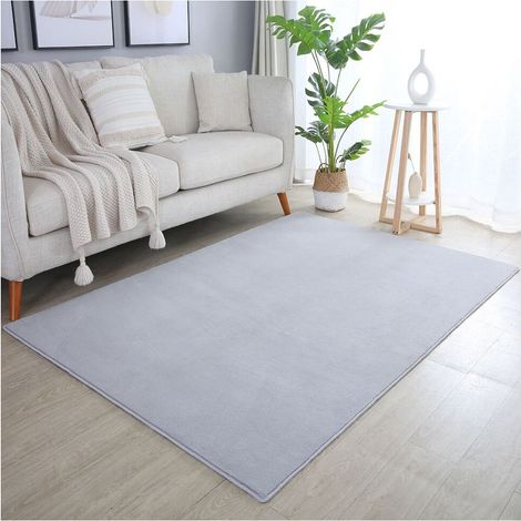 Tapis en microfibre doux uni antidérapant Lars Argenté 240x340