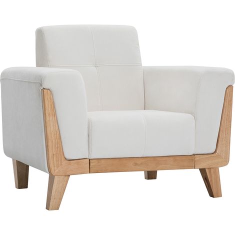 Sillón escandinavo blanco patas madera FJORD (1/4)