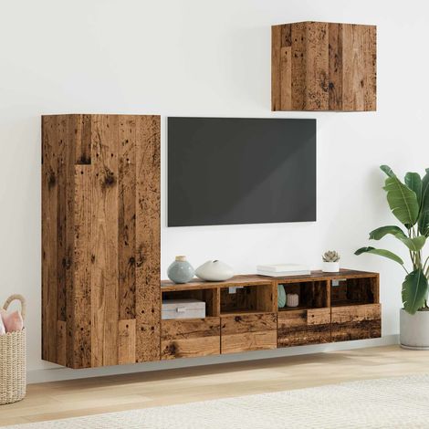 vidaXL Meubles TV muraux 4 pcs Bois Ancien Bois d'ingénierie