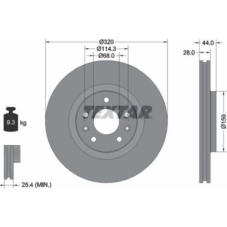 Lot de 2 Disques de frein Textar 92195403 RENAULT 402060003R 402064155R