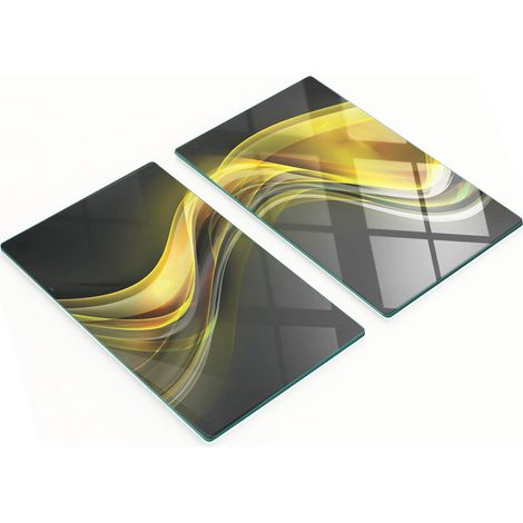 Multifunktionale dekorative Glas-Küchenbretter „Gelbe Welle“ 2 x 30 x 52 cm (1/5)