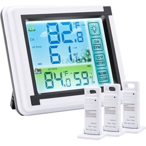 Stazione meteorologica wireless per esterni con sensore - Funziona con 8 batterie AAA - Bianco