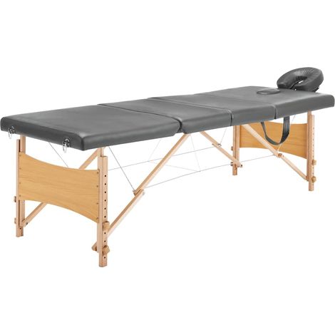 Table de massage pliante 4 zones en bois, similicuir anthracite, 186 x 68 cm - PANGIVO (1/5)