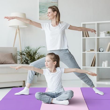 COSTWAY 180 x 60 x 5 cm Weichbodenmatte klappbar, Gymnastikmatte tragbar, Yogamatte wasserabweisend, Turnmatte rutschfest, Klappmatte, Fitnessmatte (1/4)