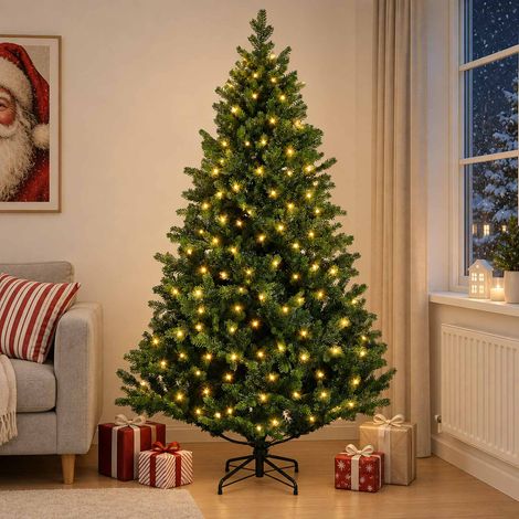 vidaXL Artificial Hinged Christmas Tree 150 cm 150 LEDs Warm White (1/5)