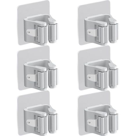 Support pour balai serpillière (6 pièces), sans perçage, fixation murale, support pour balai adhésif, rangement pour outils de (1/4)