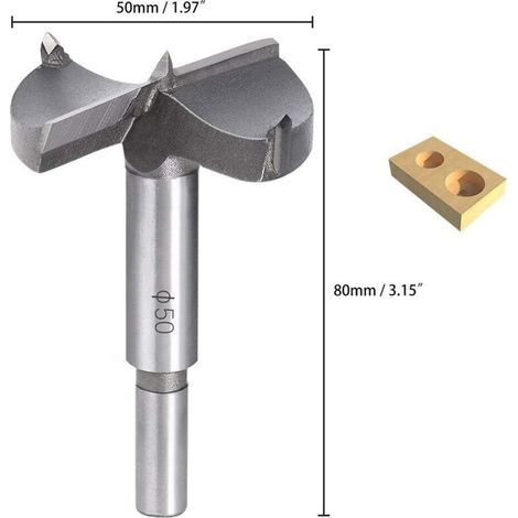 Foret À Bois Carbure De 50 Mm Pour Perçage Propre À Fond Plat Sur Bois, Contreplaqué, Portes Et Tiroirs