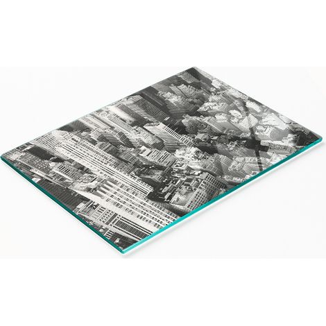 Tablero de vidrio decorativo multifuncional con estampado de Nueva York, 80x52 cm.