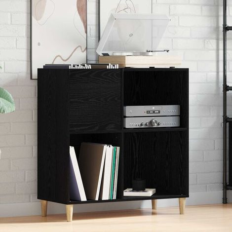 Meuble À Vinyles, Chêne Noir, 84,5 X 38 X 89 Cm, Bois D'ingénierie (1/4)