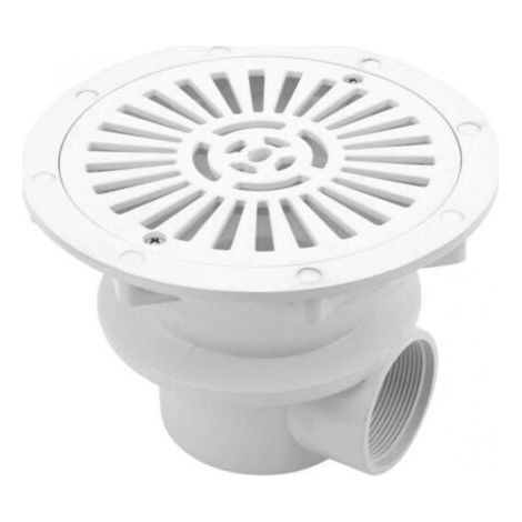 Accessoire de piscine : Grille de drainage à fond rond pour piscines en béton - Diamètre 21 cm - Blanche (1/5)