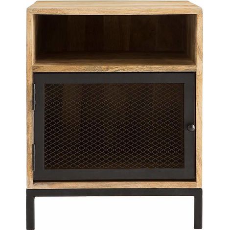 Nachttisch aus Mangoholz und Metall perforiert RACK