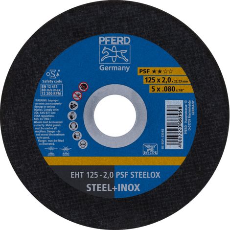 PFERD TOOLS Trennscheibe EHT 125x2,0x22,23 mm gerade Universallinie PSF STEELOX für Stahl/Edelstahl 25 Stk
